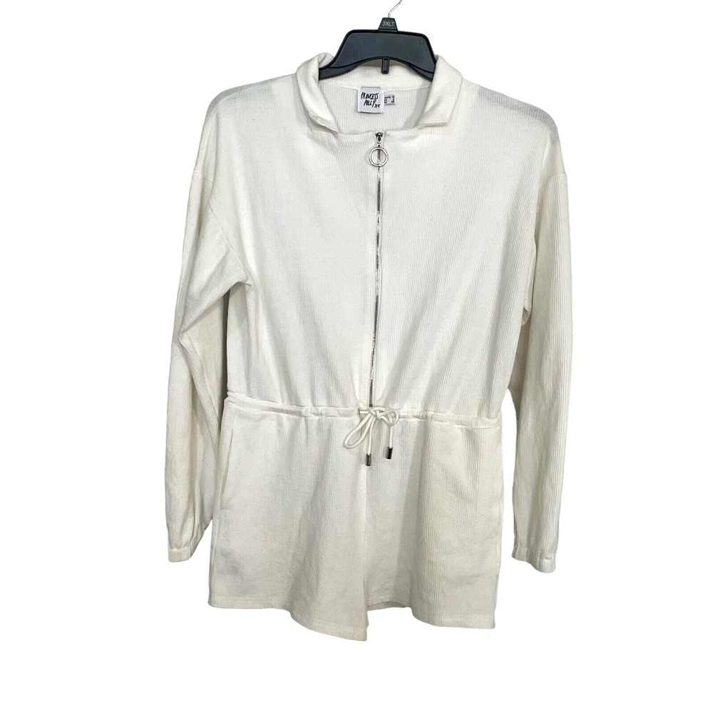 Princess Polly White Romper Zip Front Belted Lounge Playsuit Women 6 - Picture 3 of 8